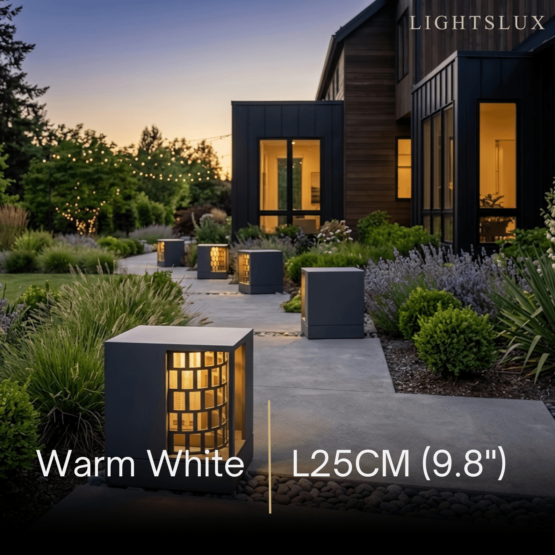 Art Deco Pillar Light - Dark Gray Square Metal & Acrylic Design for Garden - Flindria