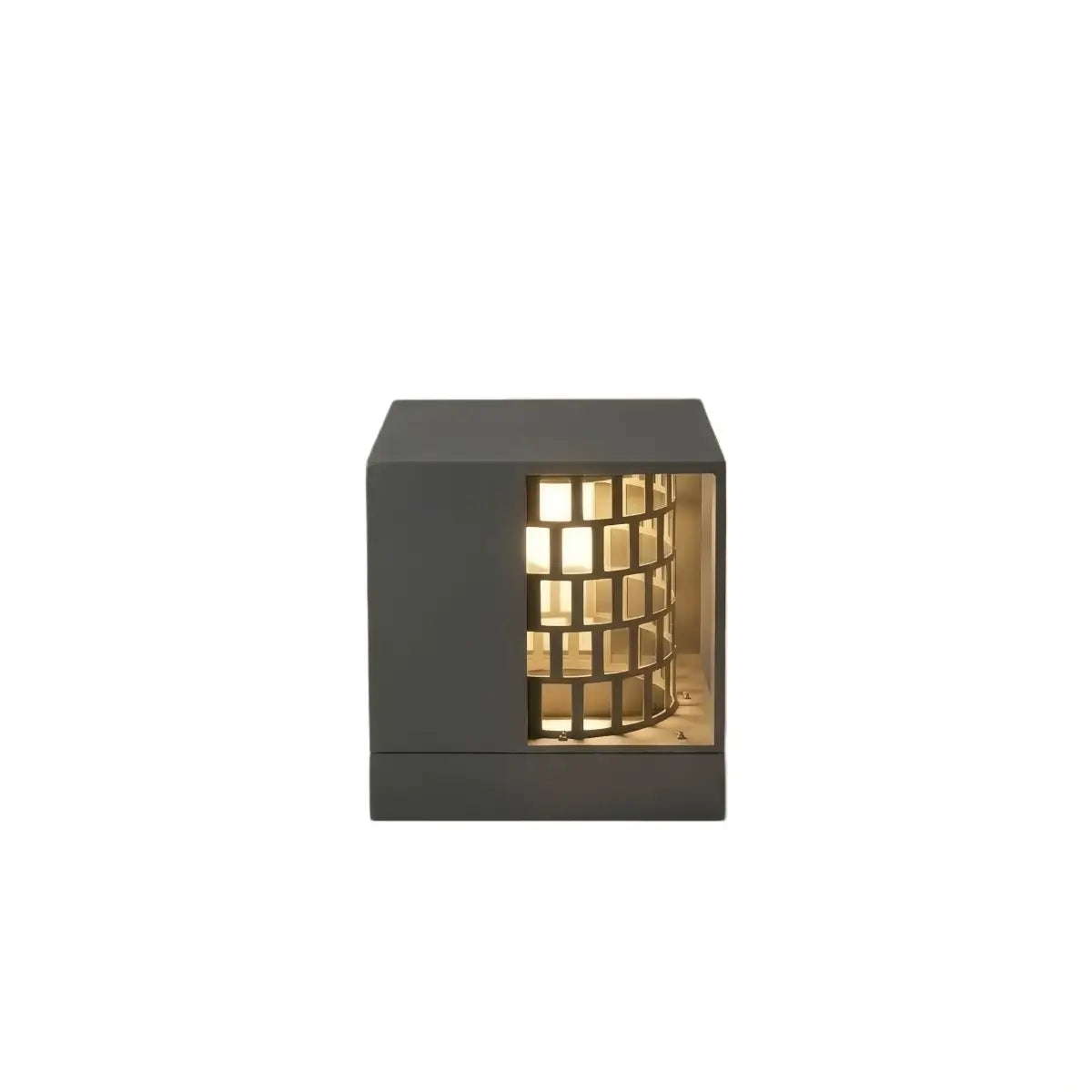Art Deco Pillar Light - Dark Gray Square Metal & Acrylic Design for Garden - Flindria