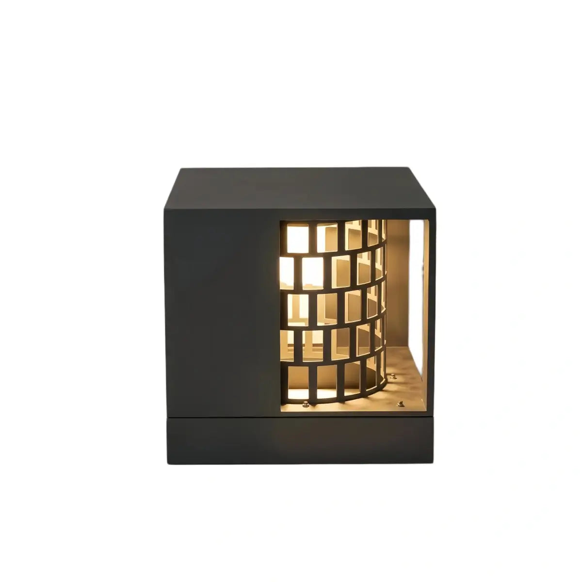 Art Deco Pillar Light - Dark Gray Square Metal & Acrylic Design for Garden - Flindria