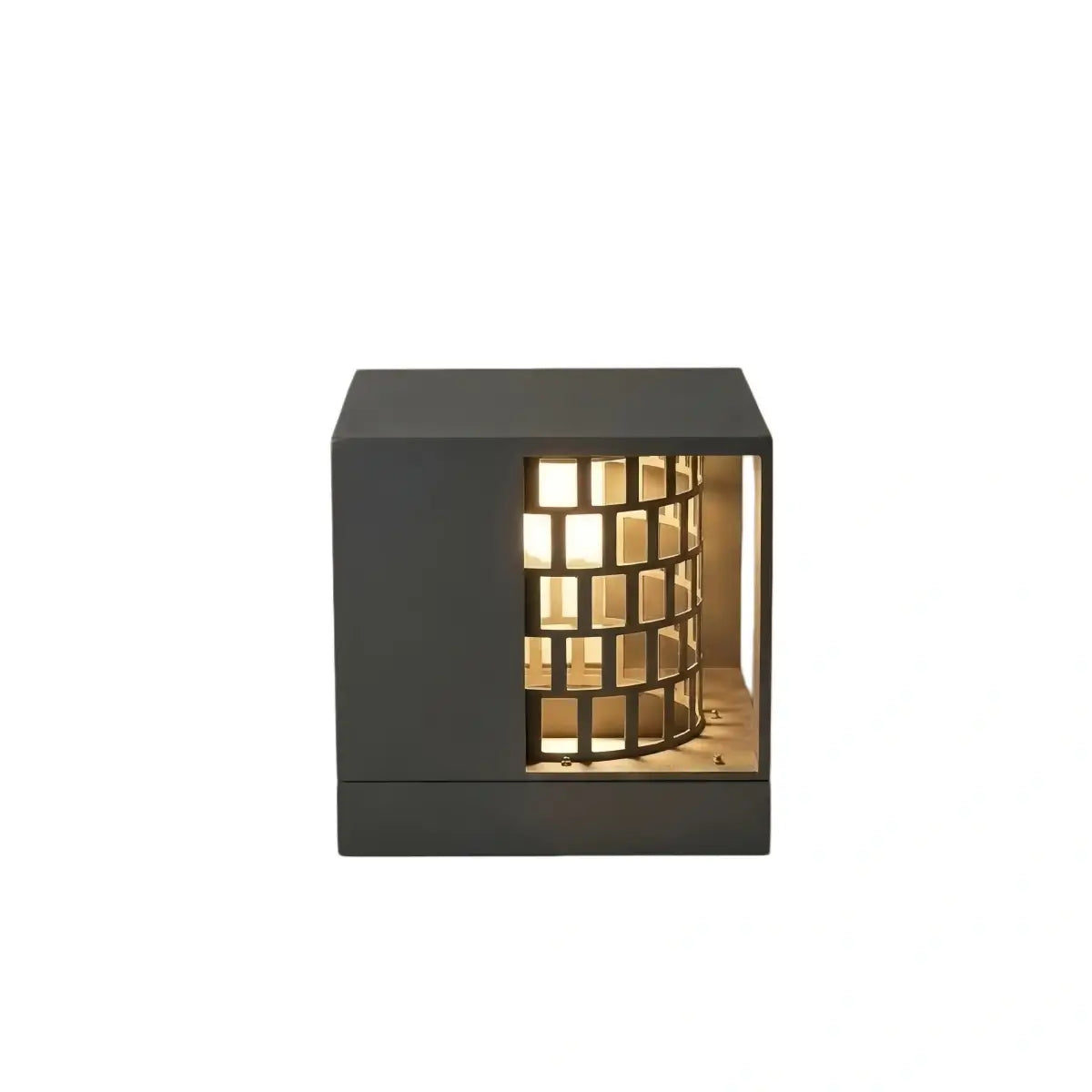 Art Deco Pillar Light - Dark Gray Square Metal & Acrylic Design for Garden - Flindria