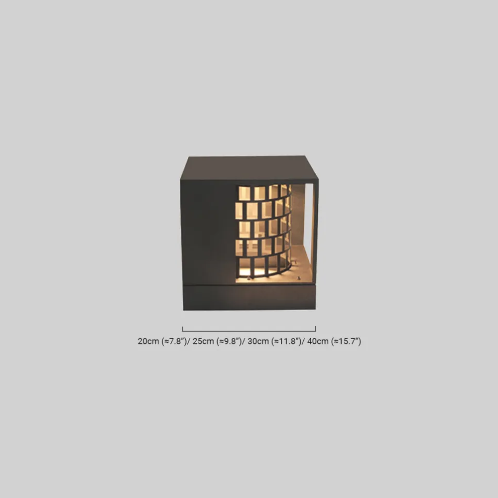 Art Deco Pillar Light - Dark Gray Square Metal & Acrylic Design for Garden - Flindria