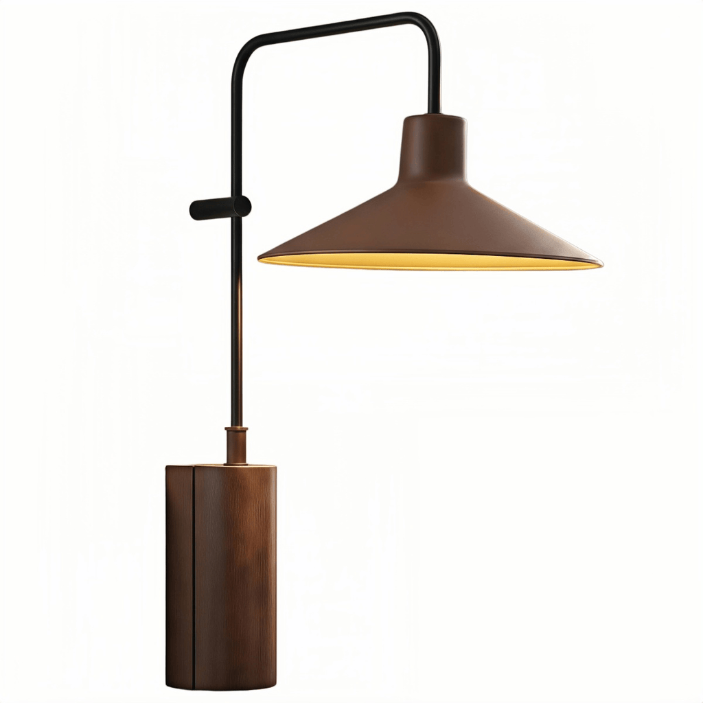 Lámpara de pared exterior de metal industrial - Cono ancho color café oscuro - Flindria