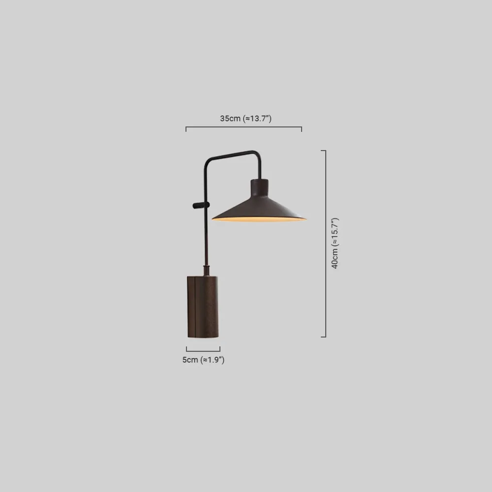 Lámpara de pared exterior de metal industrial - Cono ancho color café oscuro - Flindria