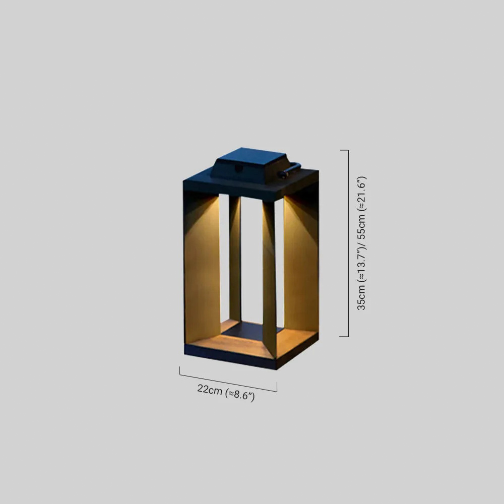 Modern Solar Floor Lamp - Black Metal & Acrylic Rectangular for Outdoor - Flindria