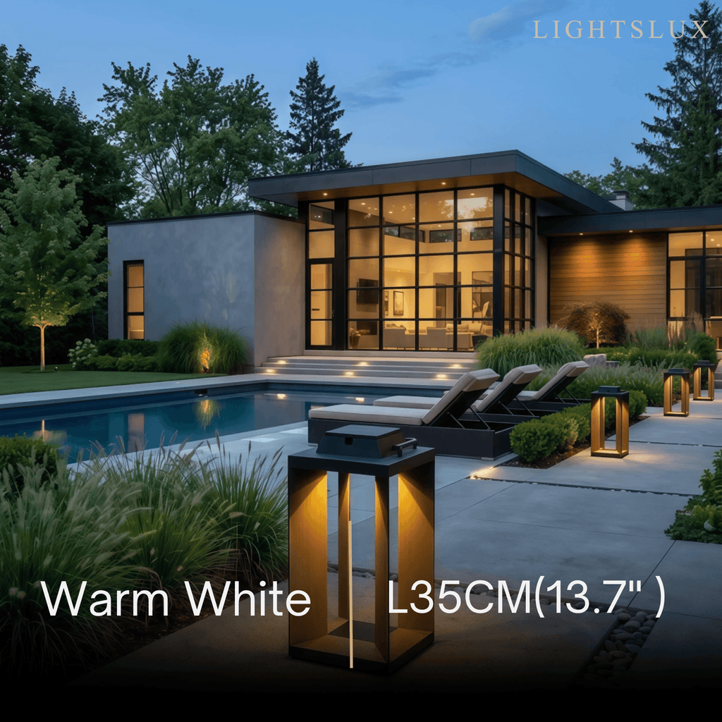 Modern Solar Floor Lamp - Black Metal & Acrylic Rectangular for Outdoor - Flindria