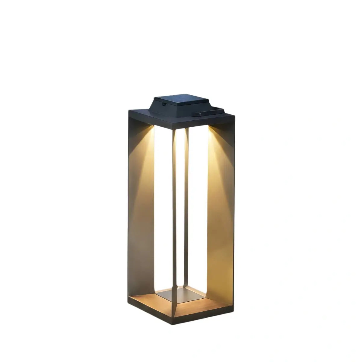 Modern Solar Floor Lamp - Black Metal & Acrylic Rectangular for Outdoor - Flindria