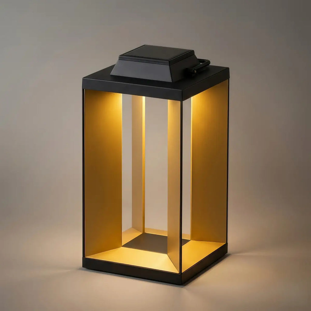 Modern Solar Floor Lamp - Black Metal & Acrylic Rectangular for Outdoor - Flindria