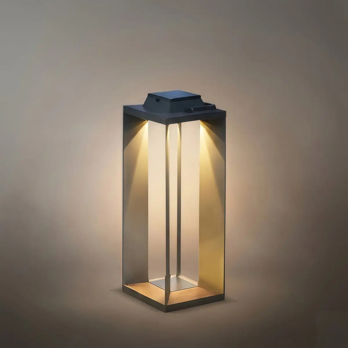 Modern Solar Floor Lamp - Black Metal & Acrylic Rectangular for Outdoor - Flindria