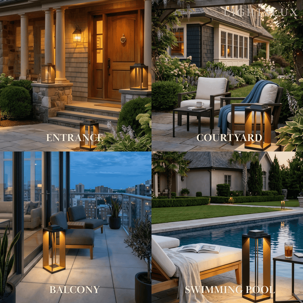 Modern Solar Floor Lamp - Black Metal & Acrylic Rectangular for Outdoor - Flindria