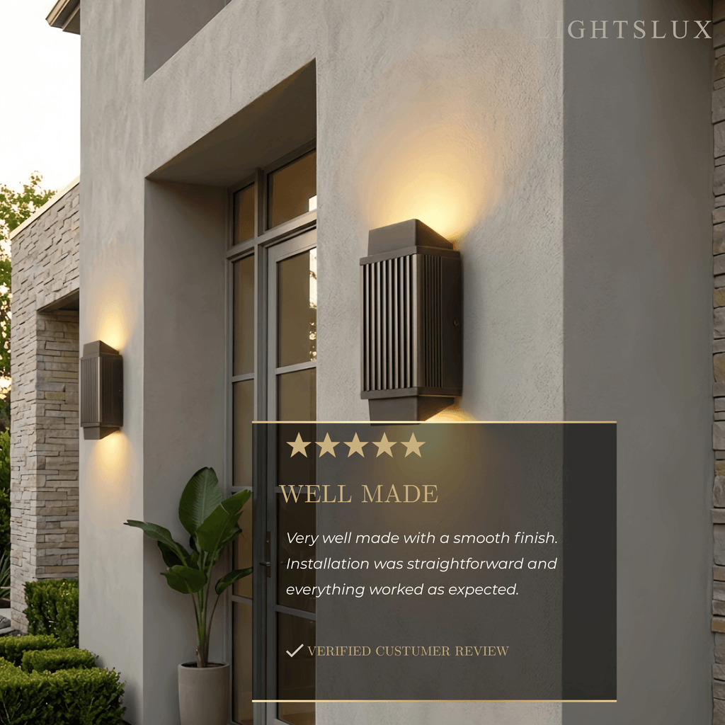 Modern Rectangular Outdoor Wall Lamp – Black Metal & Acrylic Light - Flindria