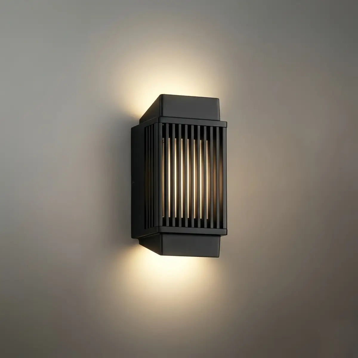 Modern Rectangular Outdoor Wall Lamp – Black Metal & Acrylic Light - Flindria