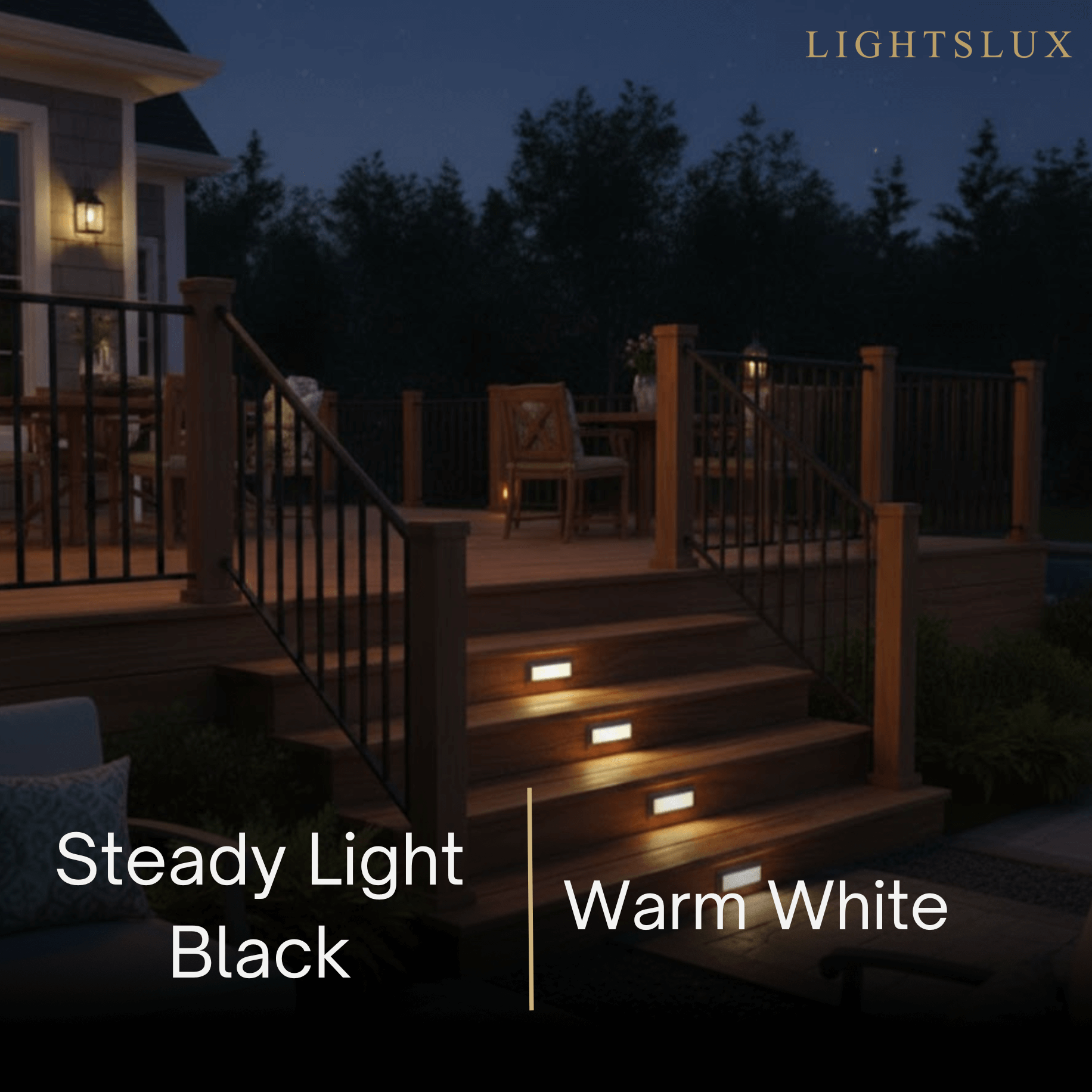Minimalist Black LED Deck Step Light – Wall Light with Sensor for Stairs/Garden - Flindria