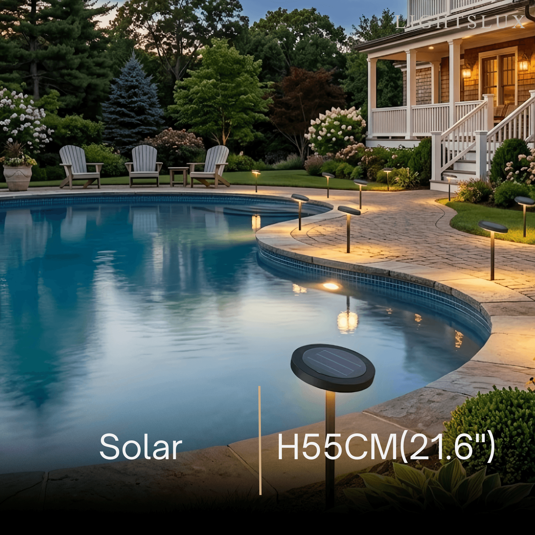 Luz solar minimalista para camino – Metal negro y acrílico para jardín - Flindria