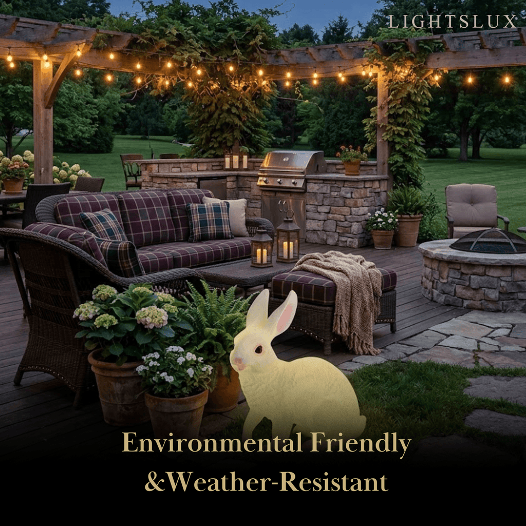 Easter Bunny Outdoor Light – Cute Sitting & Carrot Bunny Garden Lamp - Flindria