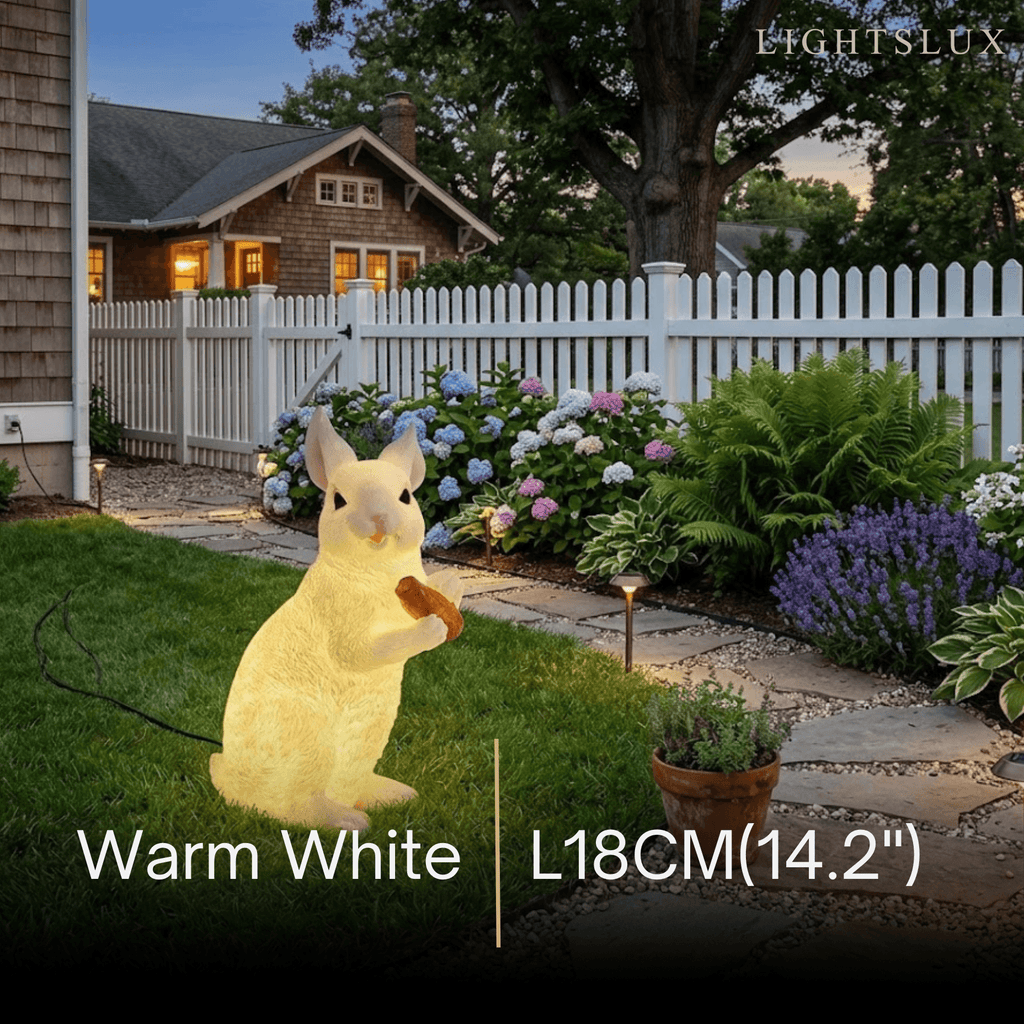 Easter Bunny Outdoor Light – Cute Sitting & Carrot Bunny Garden Lamp - Flindria