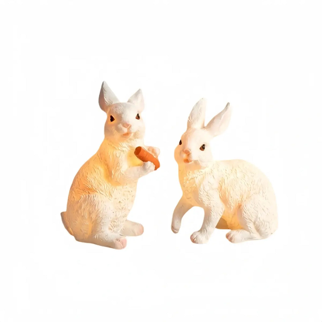 Easter Bunny Outdoor Light – Cute Sitting & Carrot Bunny Garden Lamp - Flindria