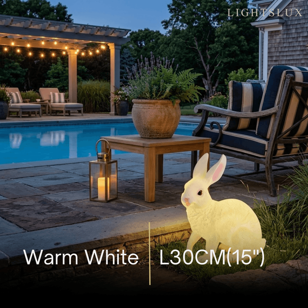 Easter Bunny Outdoor Light – Cute Sitting & Carrot Bunny Garden Lamp - Flindria