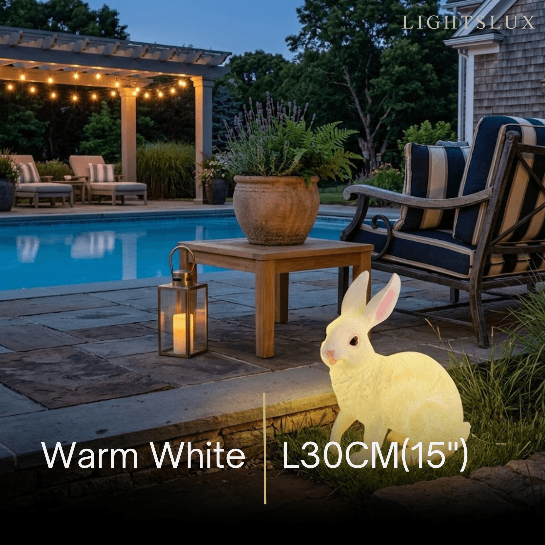 Easter Bunny Outdoor Light – Cute Sitting & Carrot Bunny Garden Lamp - Flindria