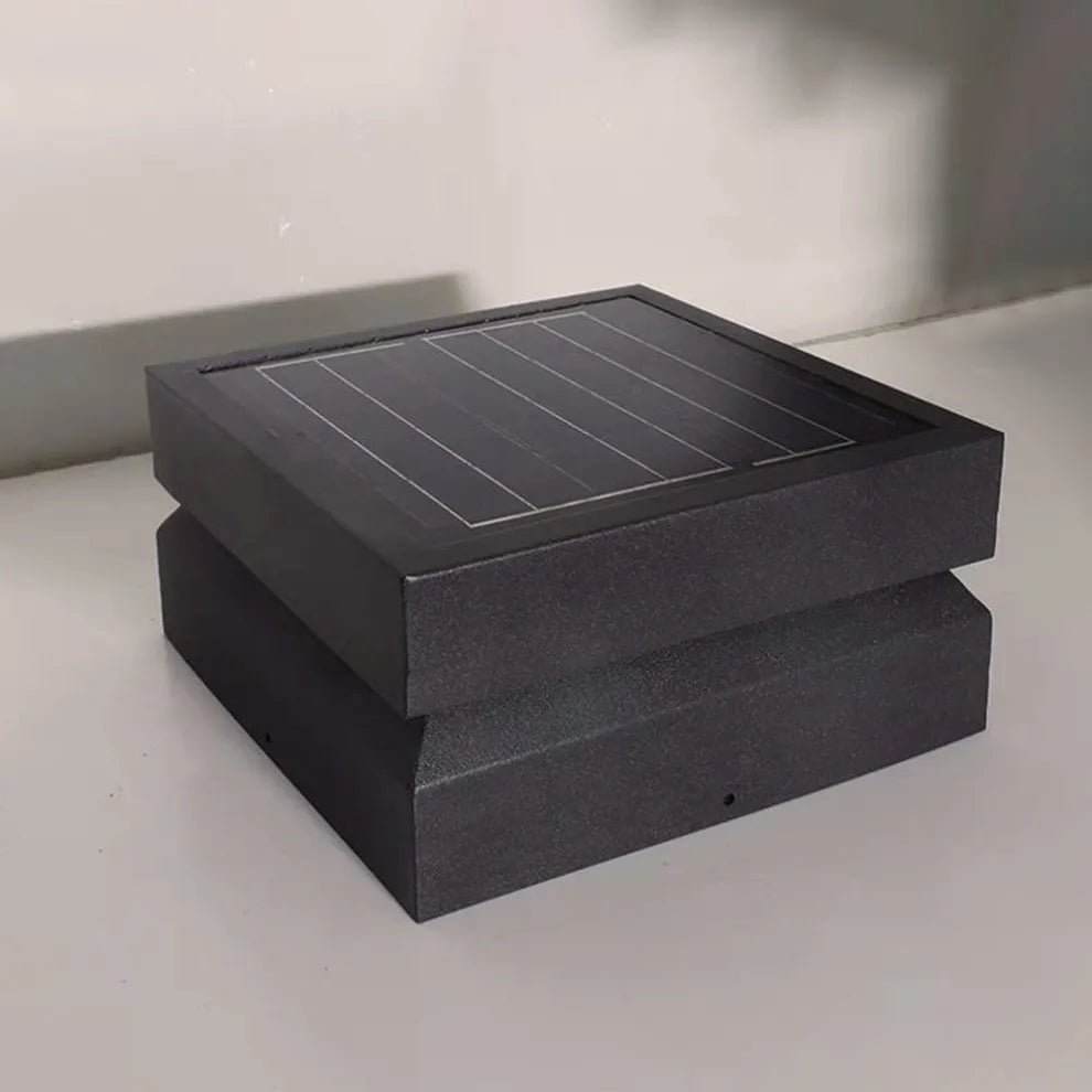 Lámparas de Pilar Solares Cóncavas Modernas – Metal Negro para Jardín/Camino - Flindria