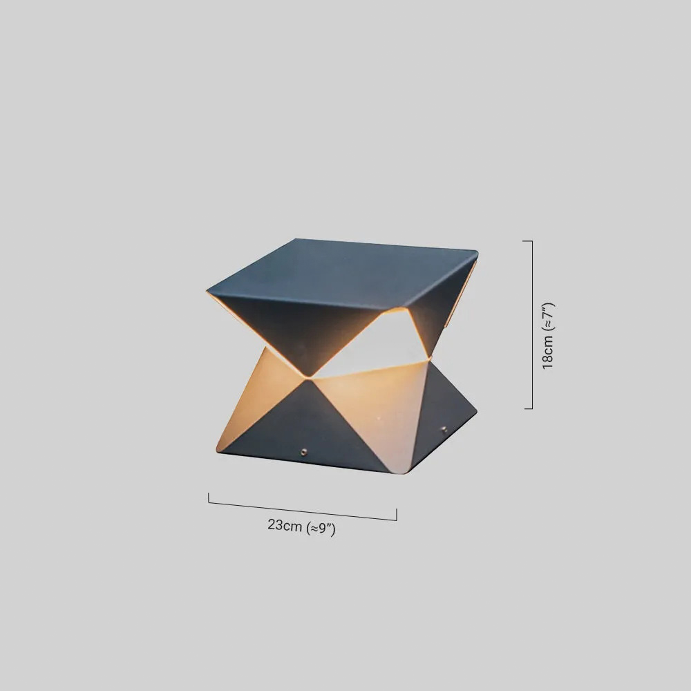 Modern Geometric Outdoor Floor Lamp – Black Meta&Glass for Garden/Patio - Flindria