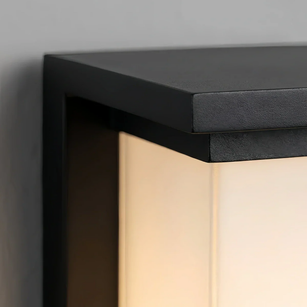 Modern Rectangular Outdoor Wall Lamp - Black Metal/Acrylic for Patio - Flindria