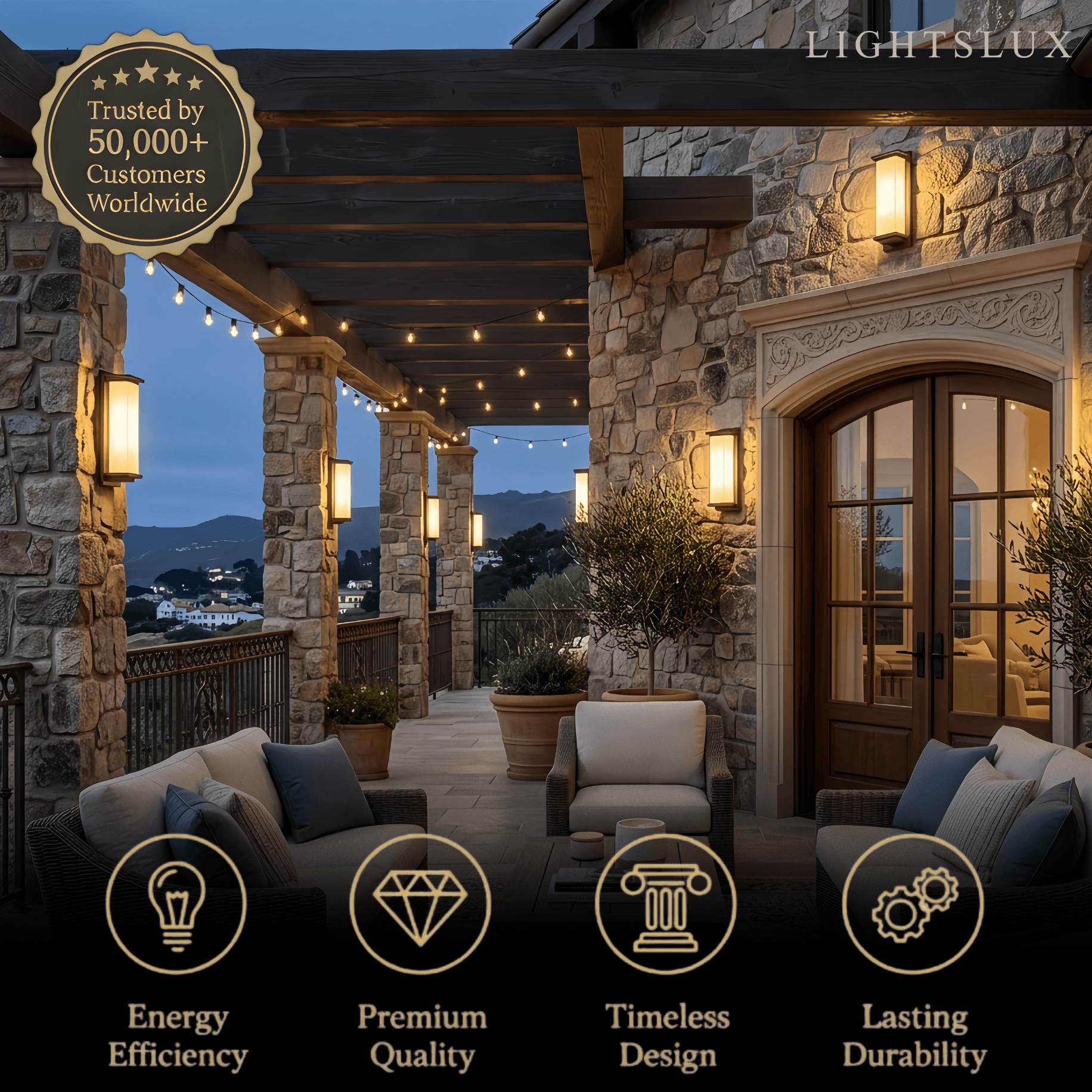 Modern Rectangular Outdoor Wall Lamp - Black Metal/Acrylic for Patio - Flindria