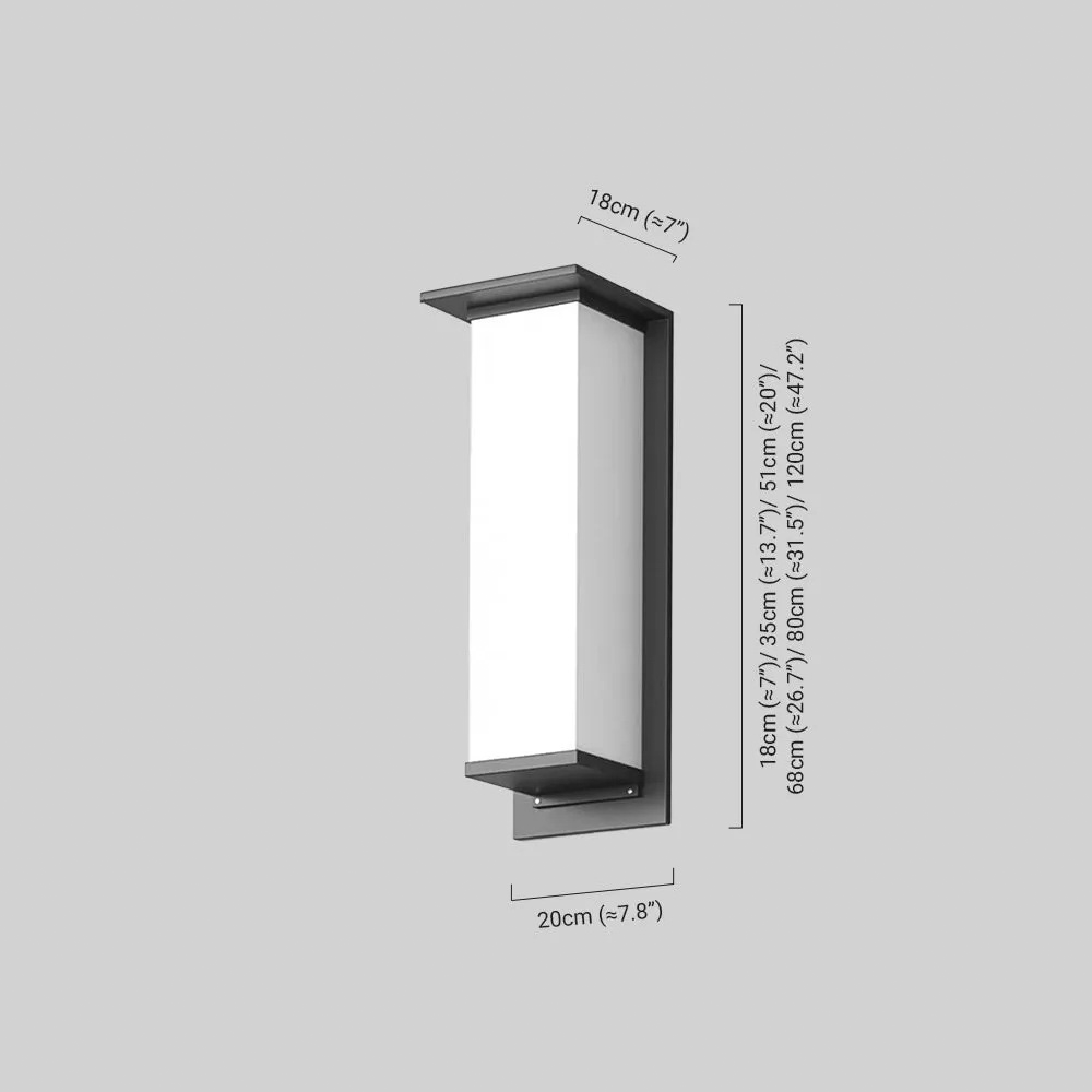 Modern Rectangular Outdoor Wall Lamp - Black Metal/Acrylic for Patio - Flindria