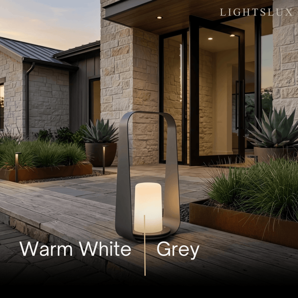 Moderní přenosná stojací lampa - dobíjecí venkovní světlo v barvě káva/šedá - Flindria