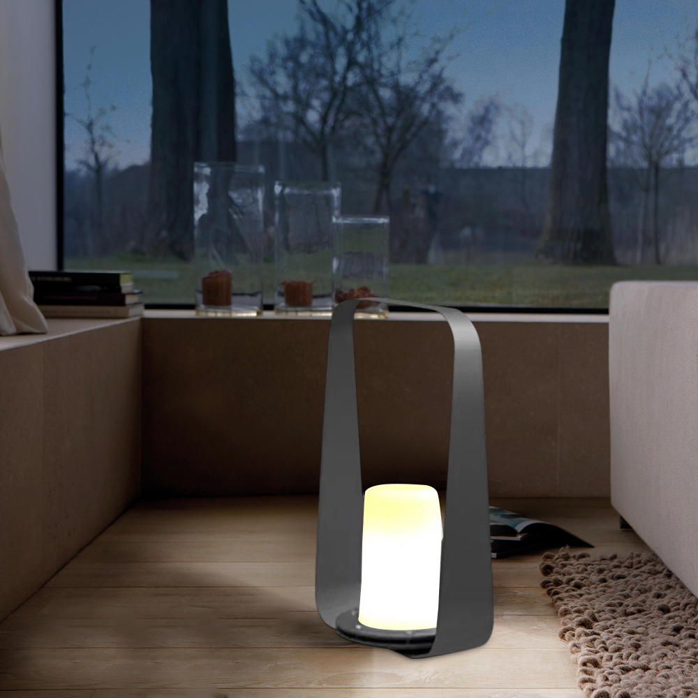 Moderní přenosná stojací lampa - dobíjecí venkovní světlo v barvě káva/šedá - Flindria