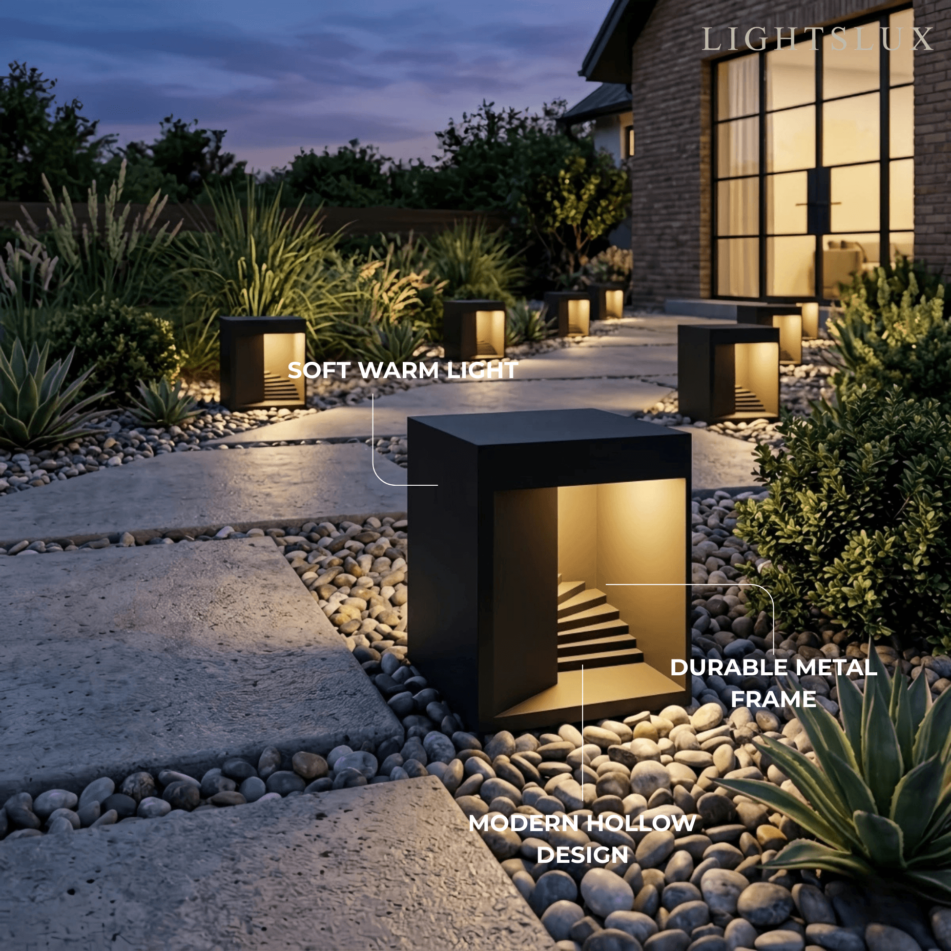 Modern Outdoor Floor Lamp - Black Metal Rectangular Design for Garden & Patio - Flindria