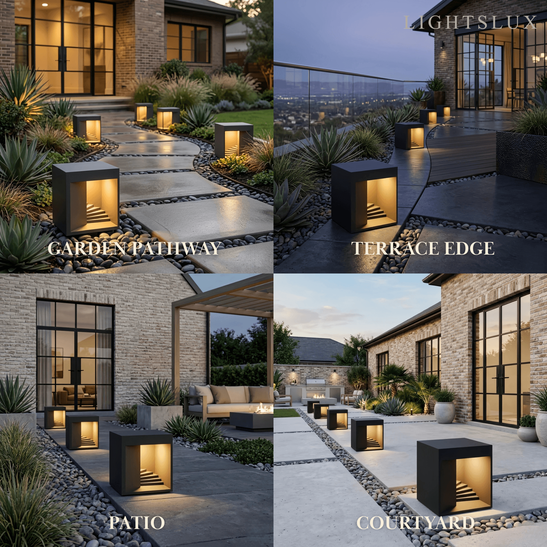 Modern Outdoor Floor Lamp - Black Metal Rectangular Design for Garden & Patio - Flindria