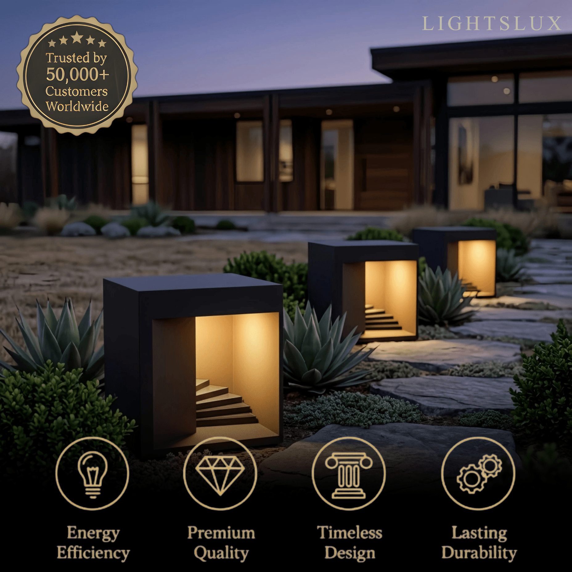 Modern Outdoor Floor Lamp - Black Metal Rectangular Design for Garden & Patio - Flindria