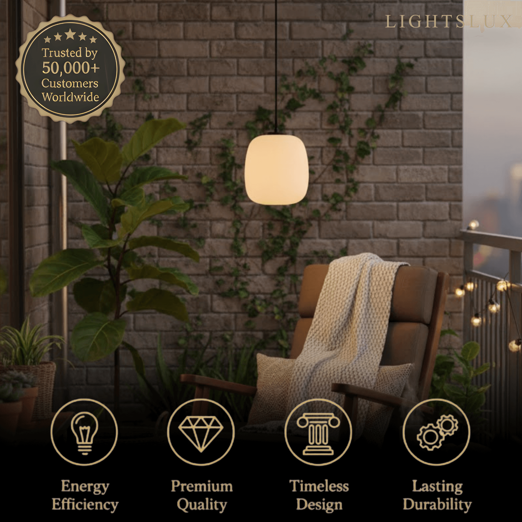 Retro White Outdoor Pendant Light Metal/Acrylic Lantern Design - Flindria