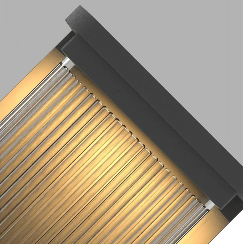 Lámpara de pared industrial para exterior - Diseño rectangular de metal negro para jardín - Flindria