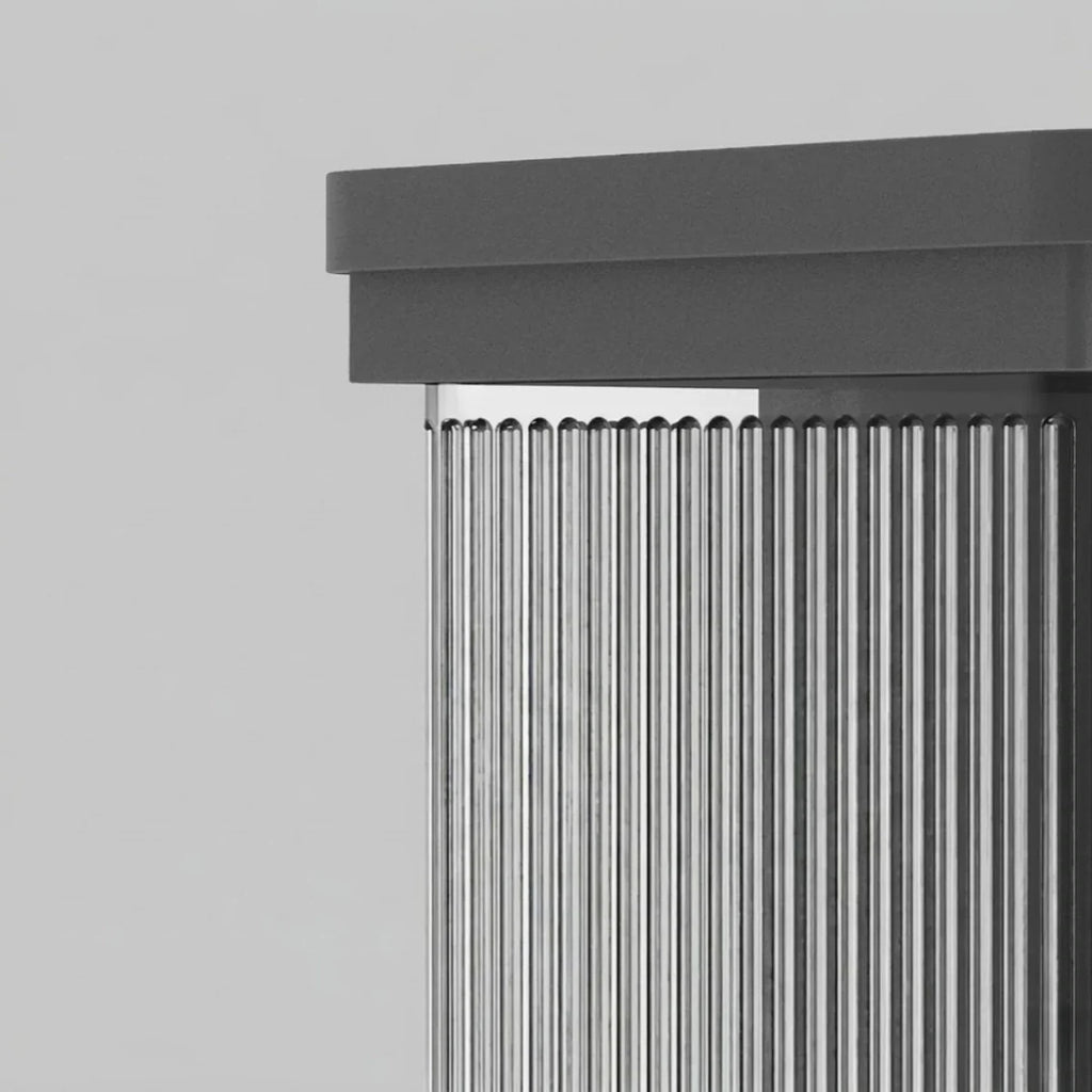 Lámpara de pared industrial para exterior - Diseño rectangular de metal negro para jardín - Flindria