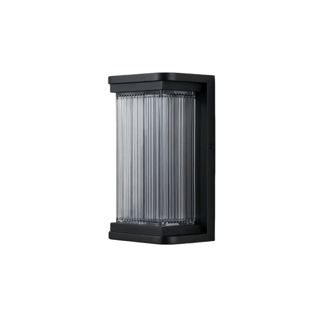 Lámpara de pared industrial para exterior - Diseño rectangular de metal negro para jardín - Flindria