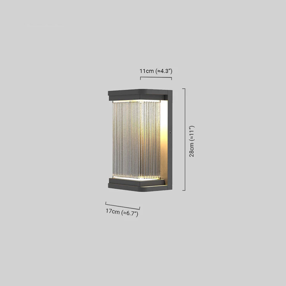 Lámpara de pared industrial para exterior - Diseño rectangular de metal negro para jardín - Flindria