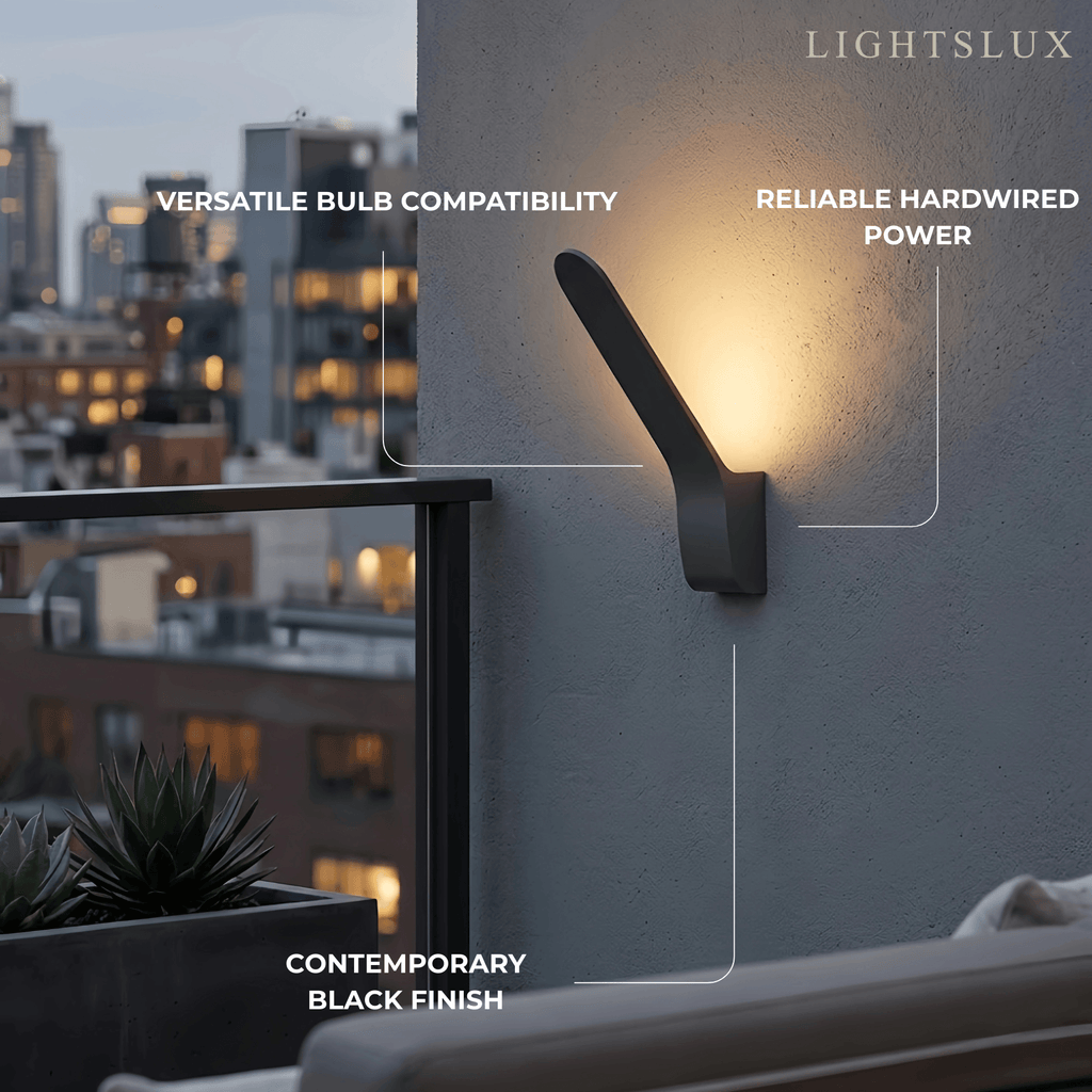 Modern Tilted Linear Outdoor Wall Lamp – Black Metal Light for Exterior Walls - Flindria