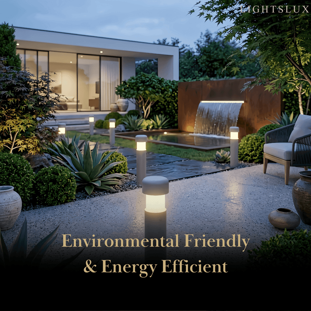 Modern Pathway Light - Gray Metal & Cement Cylindrical Design for Patio - Flindria