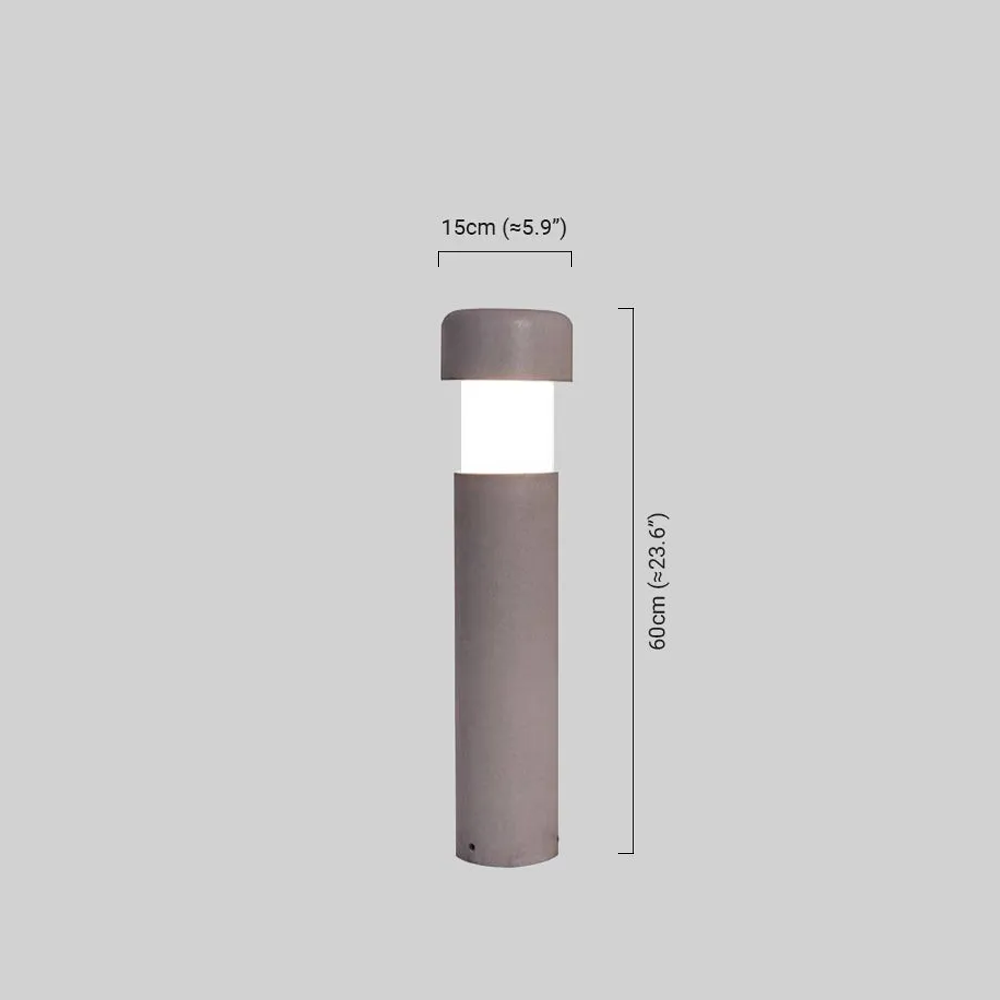 Modern Pathway Light - Gray Metal & Cement Cylindrical Design for Patio - Flindria