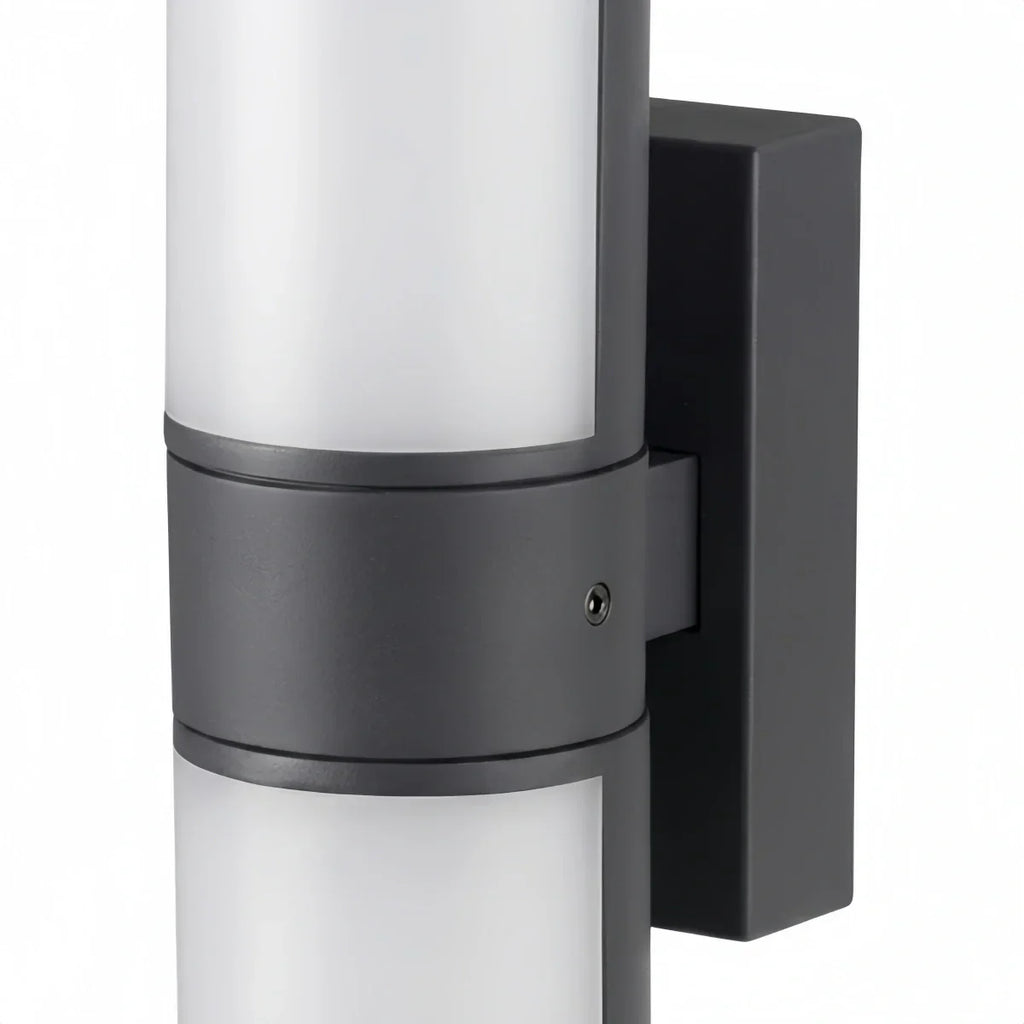 Modern Sensor Outdoor Wall Sconce - Black Metal & Acrylic Cylinder Garden - Flindria