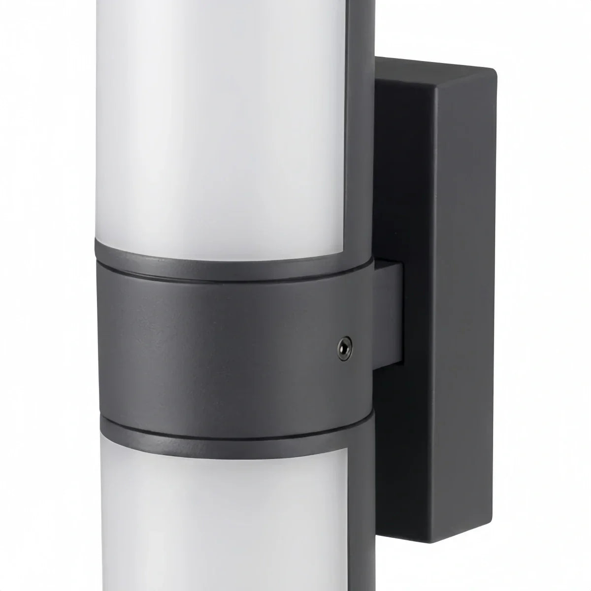 Modern Sensor Outdoor Wall Sconce - Black Metal & Acrylic Cylinder Garden - Flindria