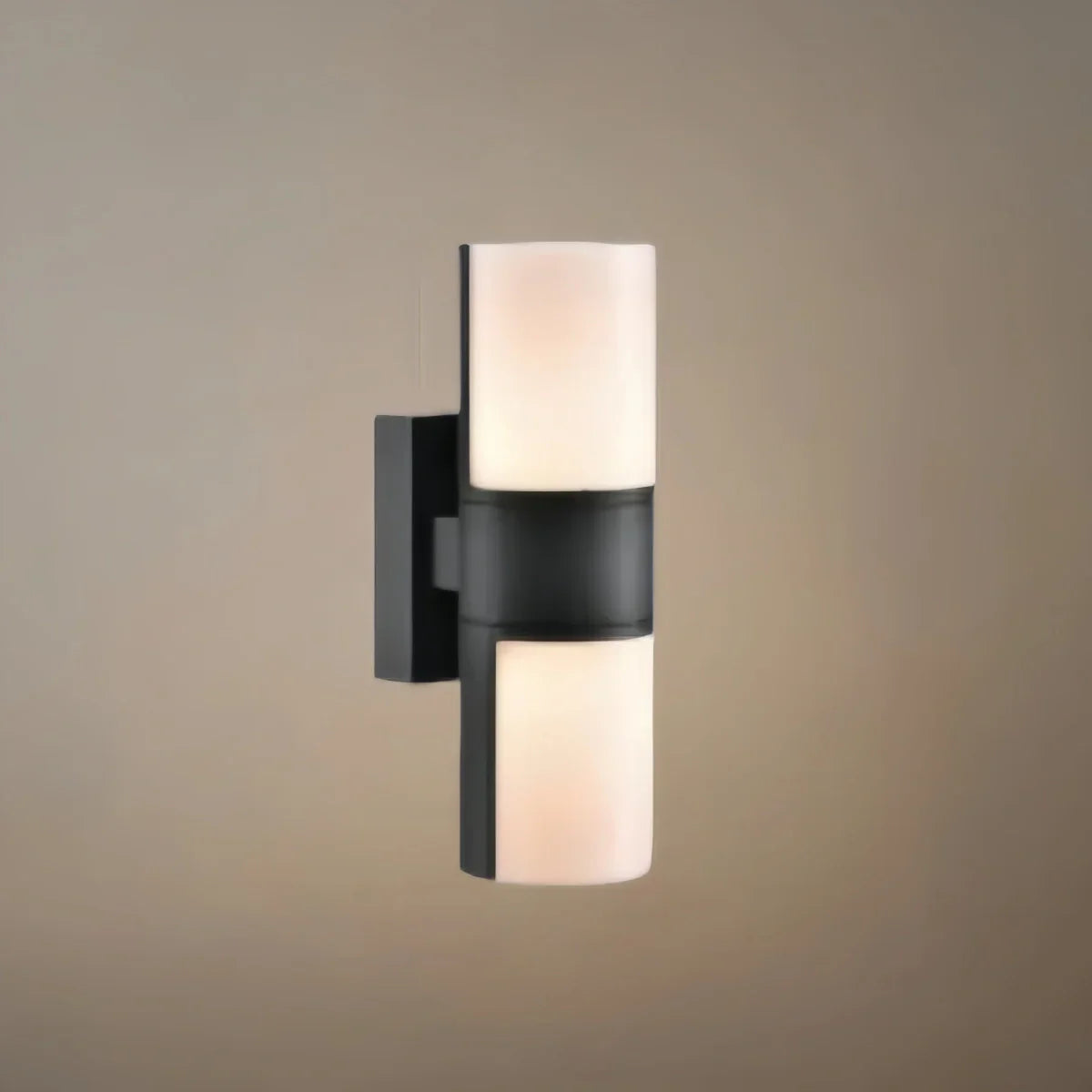 Modern Sensor Outdoor Wall Sconce - Black Metal & Acrylic Cylinder Garden - Flindria
