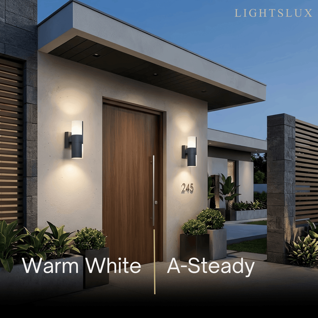 Modern Sensor Outdoor Wall Sconce - Black Metal & Acrylic Cylinder Garden - Flindria