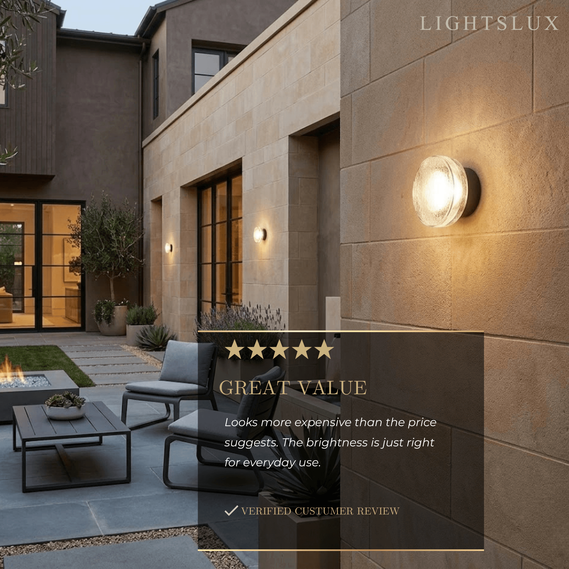 Modern Outdoor Wall Lamp - Clear Glass & Metal Round Design for Patio - Flindria