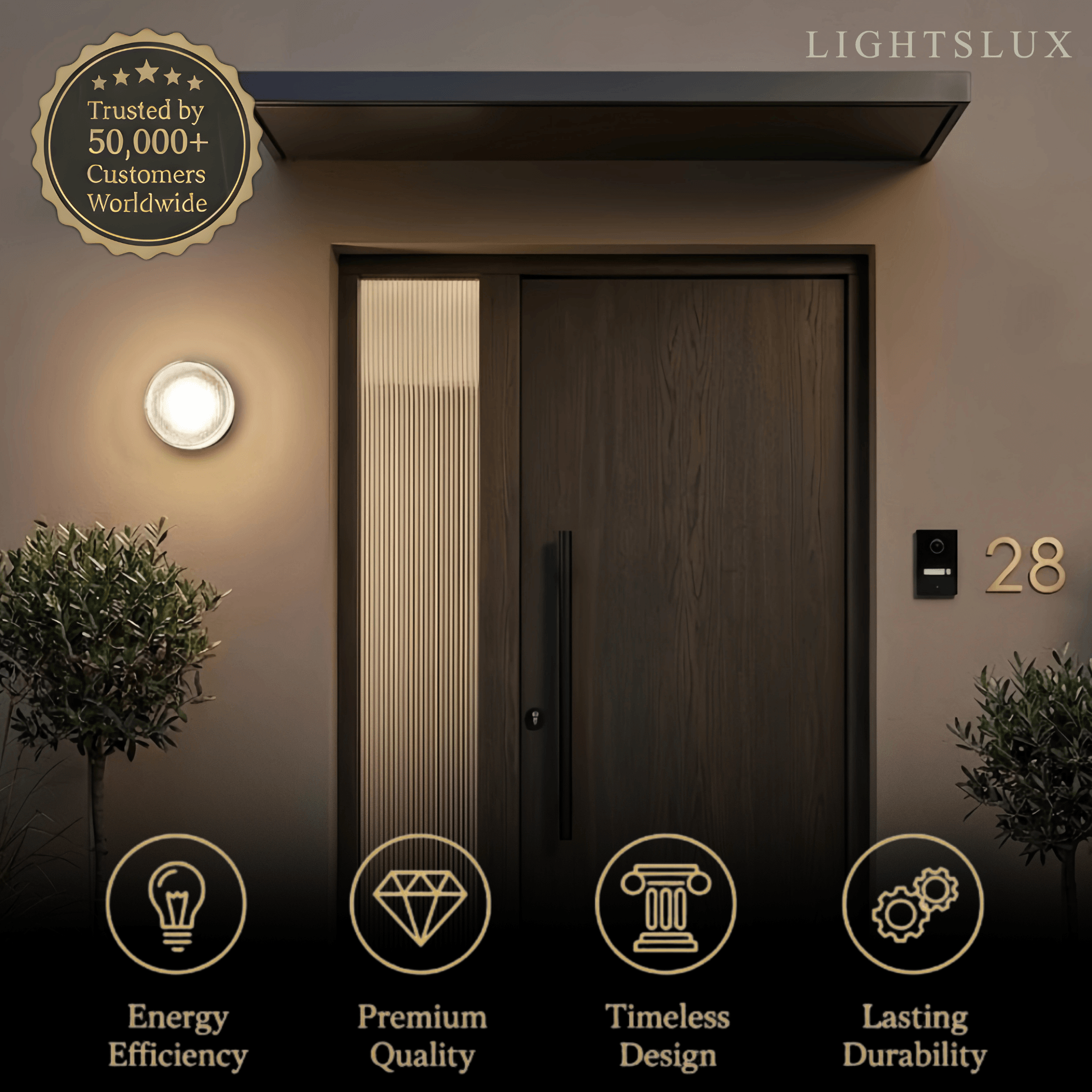 Modern Outdoor Wall Lamp - Clear Glass & Metal Round Design for Patio - Flindria