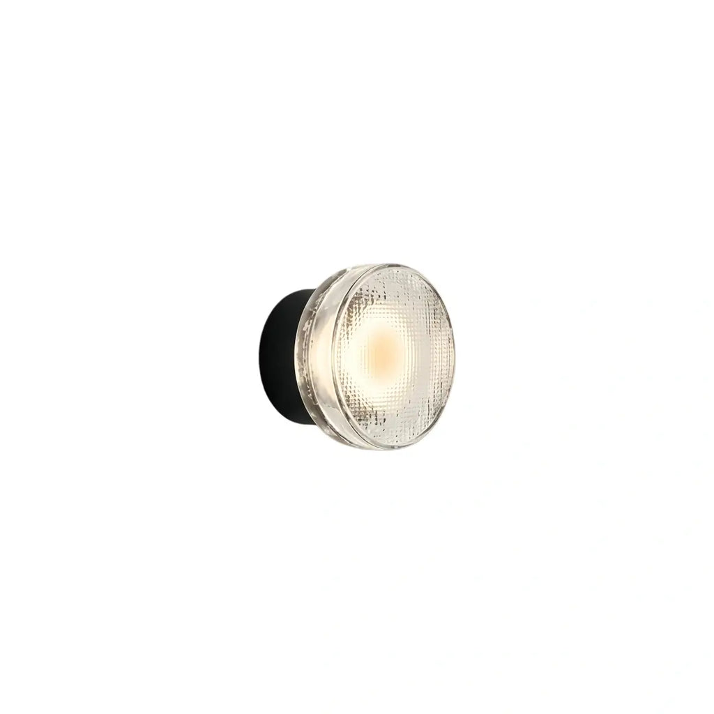 Modern Outdoor Wall Lamp - Clear Glass & Metal Round Design for Patio - Flindria