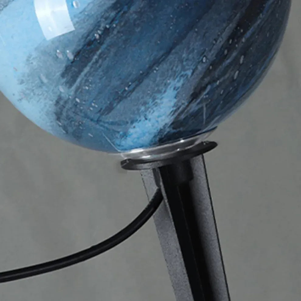 Lámpara Solar de Suelo Nórdica Planeta - Metal Azul y Amarillo para Jardín - Flindria