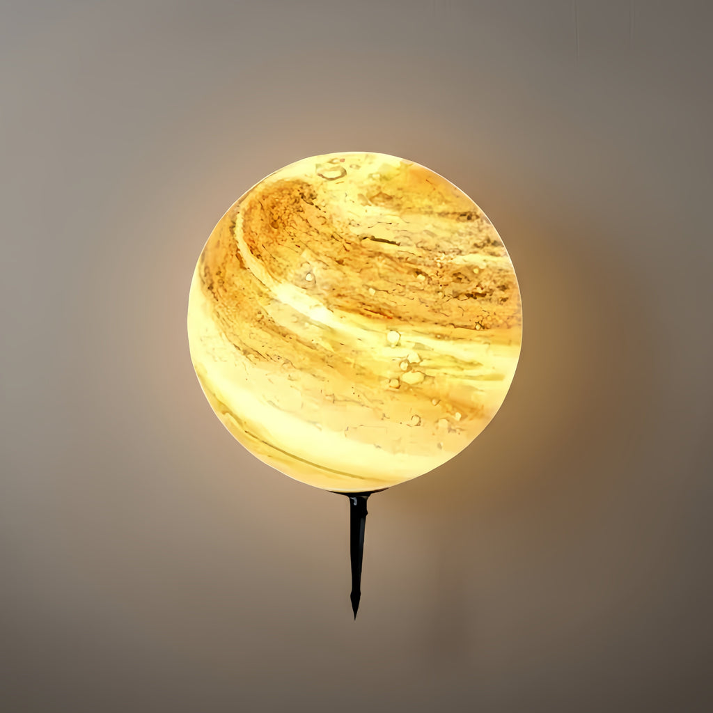 Lámpara Solar de Suelo Nórdica Planeta - Metal Azul y Amarillo para Jardín - Flindria