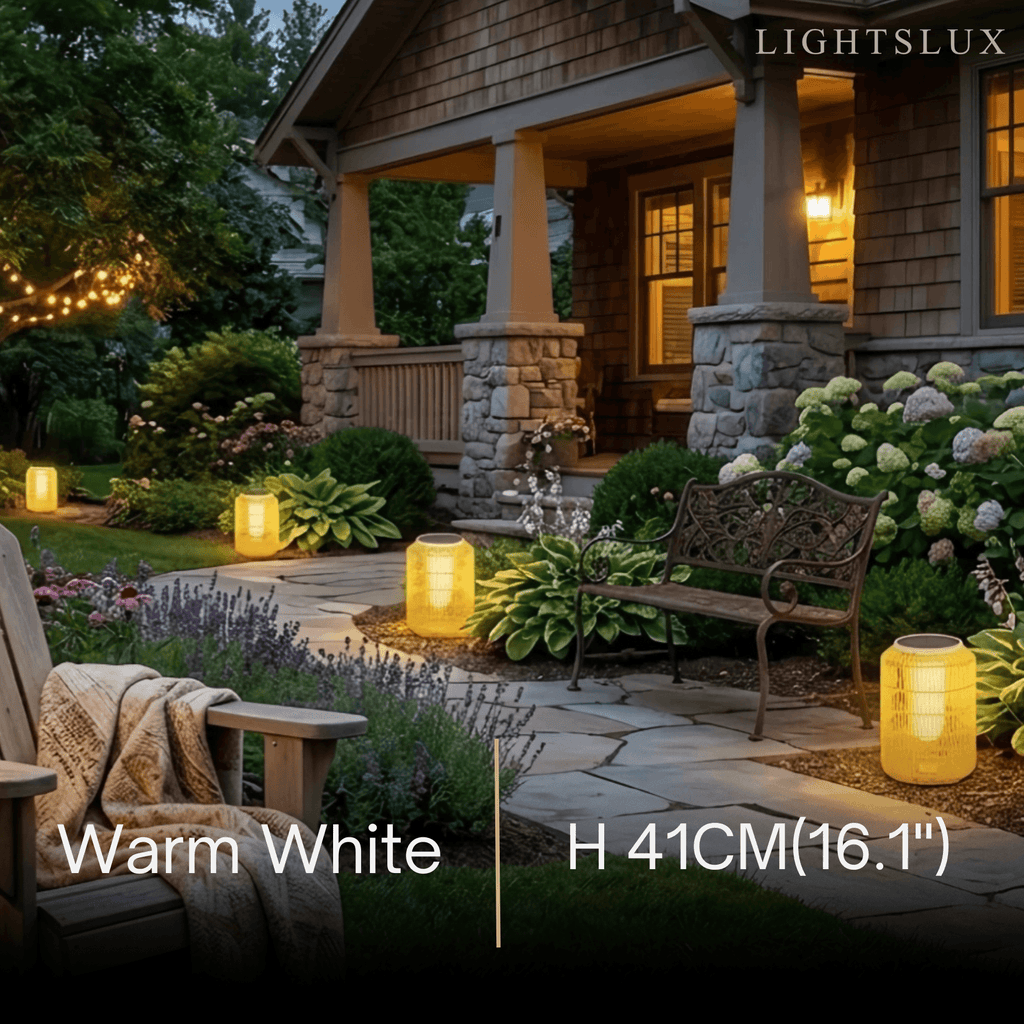 Farmhouse Outdoor Lamp - Wood & Metal Rattan Lantern - Flindria